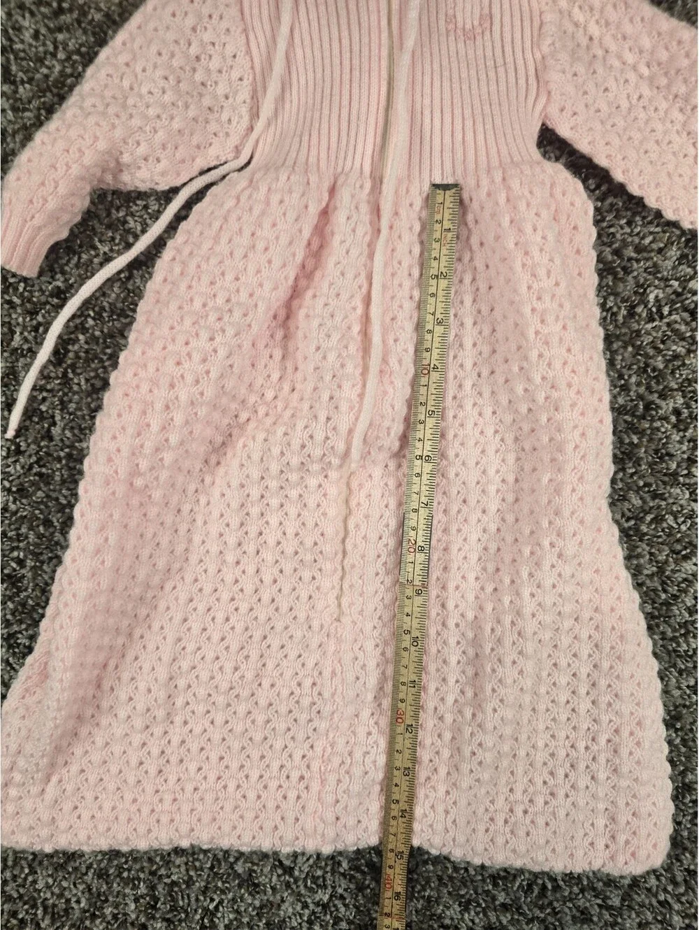 Vintage 1960s Little Show Offs Baby Girls Sz 3-6M Crochet Knit Sleep Dress Pink